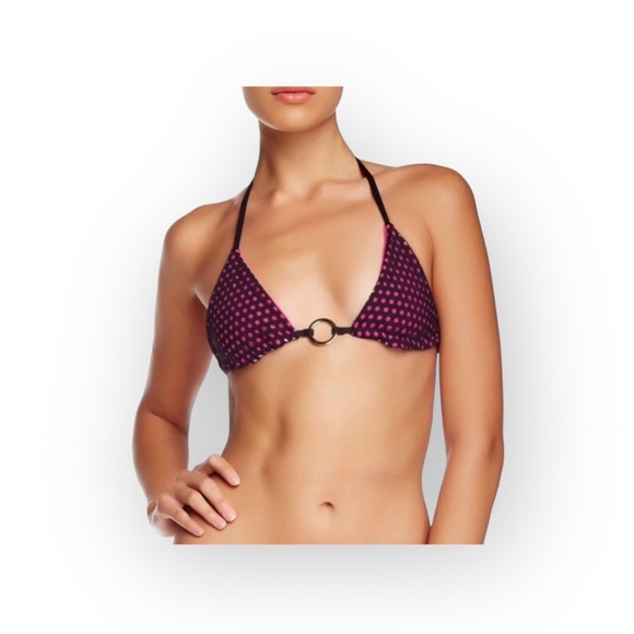 new Beach Bunny ✶ Locals Only Bikini Top ✶ Pink with Black Mesh Overlay ✶ Dots - Picture 13 of 16